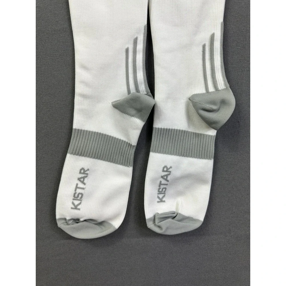 Kistar‎ KS Athletic Over The Calf Socks White Grey Compression Knee High Sport